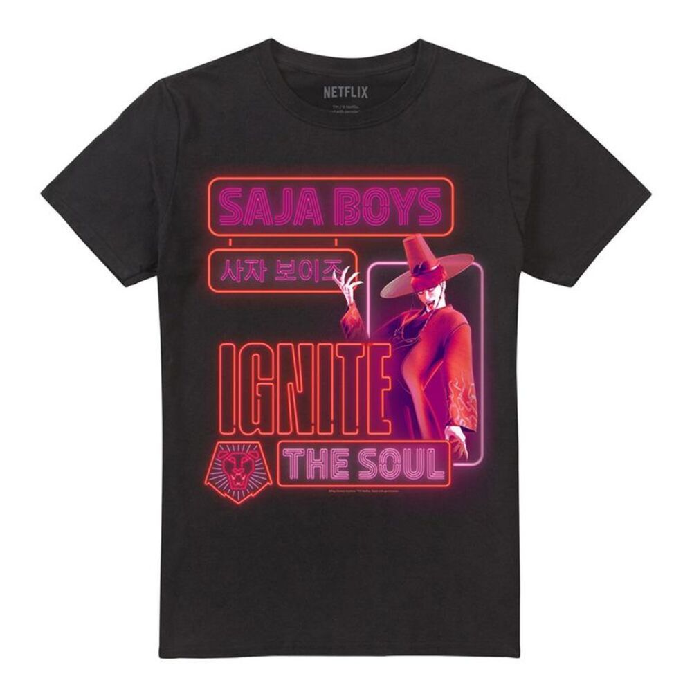 K-Pop Demon Hunters Unisex Adult Saja Boys Jinu Glowing Lights T-Shirt / Black